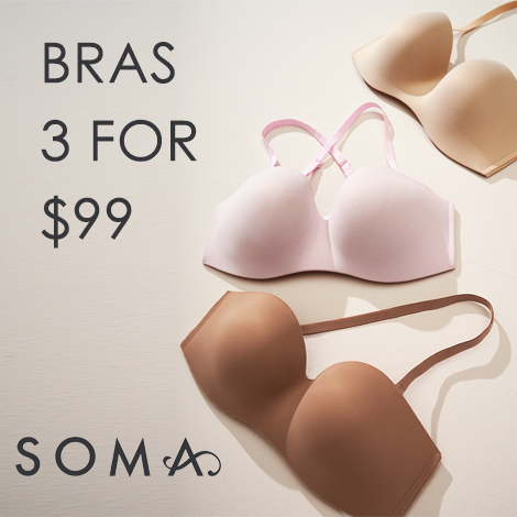 Soma: Bras 3 For $99