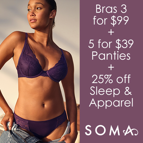Soma: Bras 3 For $99 + 25% Off